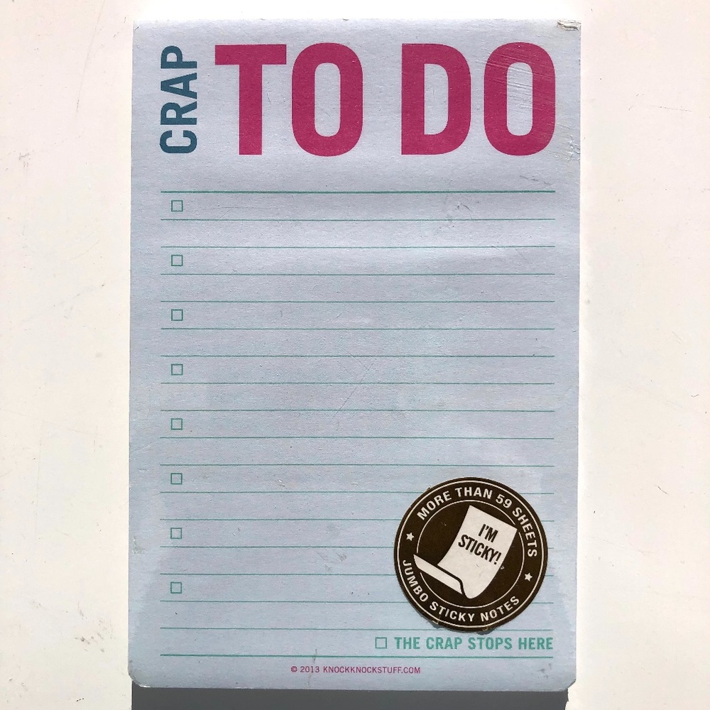 Knock Knock Crap to Do Jumbo Stickies Large Sticky Notes To Do List Lined Notes